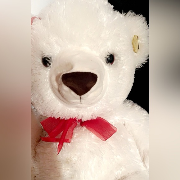 🧸White with Red Bow Plush Giant Teddy 29inch - Picture 3 of 7